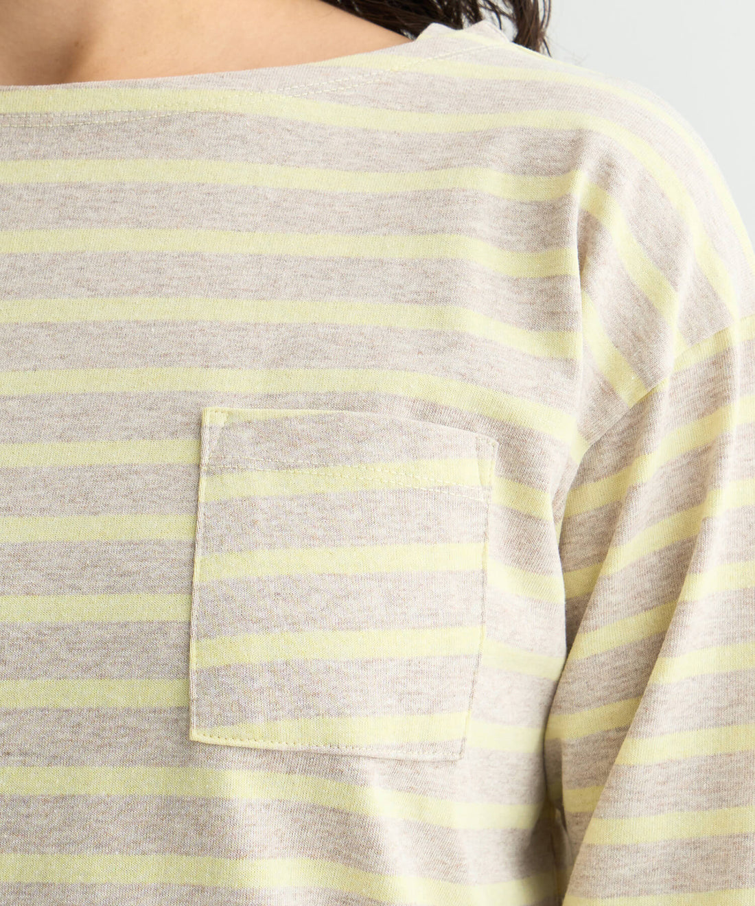 エコハイブリッド  ルーズフィット ボーダー ロングスリーブTシャツ (ウィメンズ)