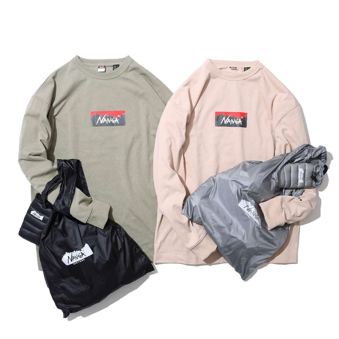 ナンガ NY ボックスロゴ ロングスリーブTシャツ