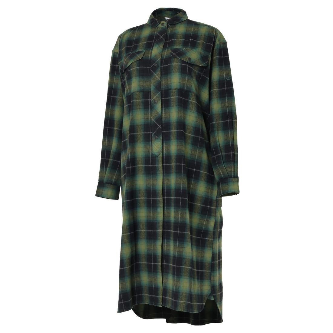 FADE PLAID CAMP SHIRT DRESS(WOMEN)