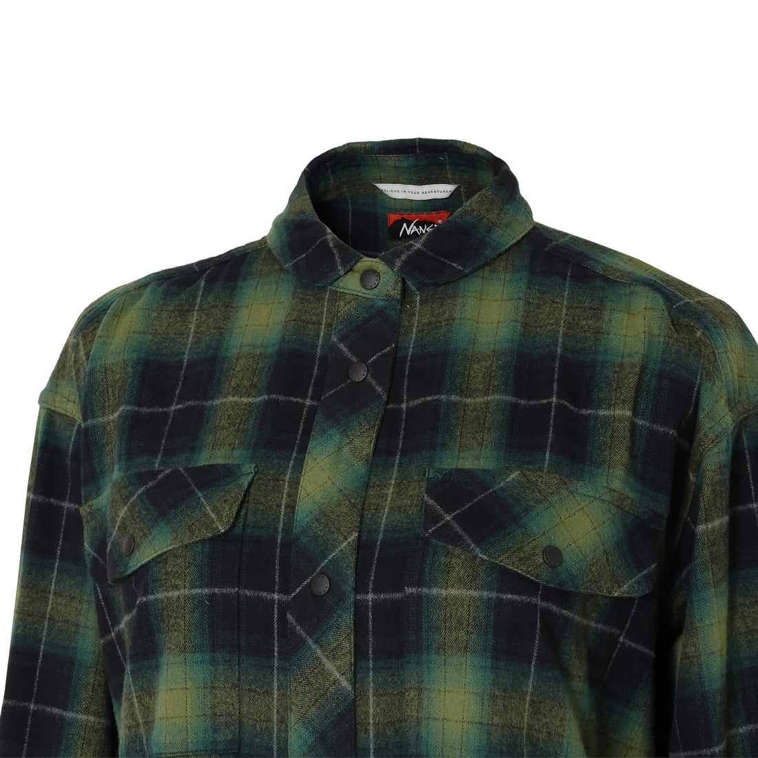 FADE PLAID CAMP SHIRT DRESS(WOMEN)