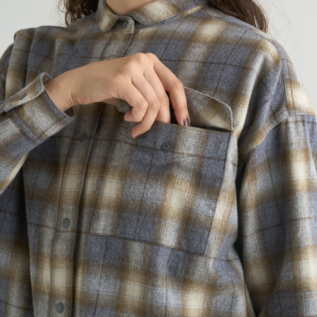 FADE PLAID CAMP SHIRT W(WOMEN)