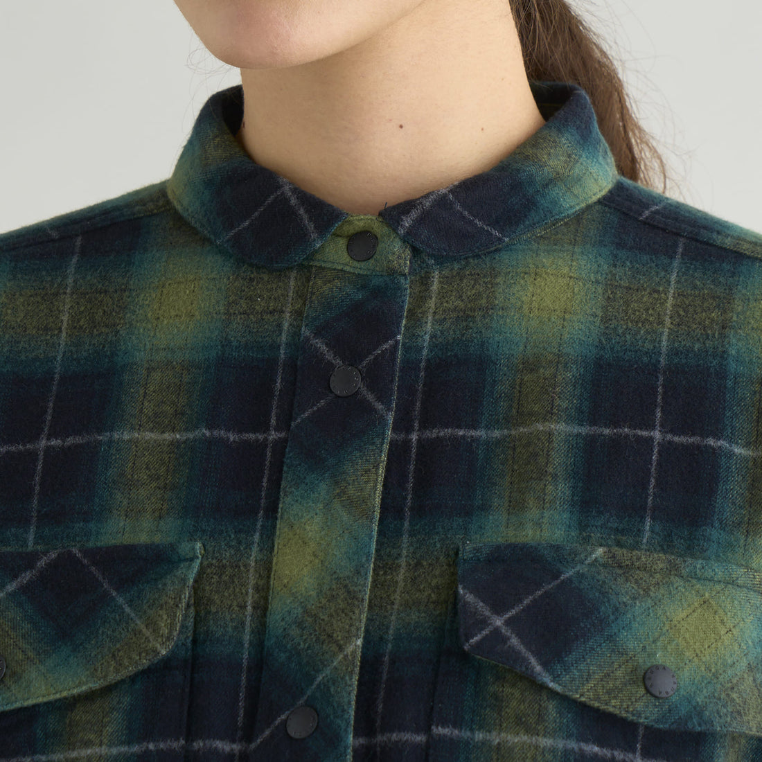 FADE PLAID CAMP SHIRT DRESS(WOMEN)