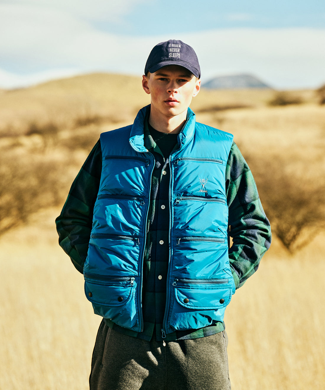 South2 West8 x NANGA Fishing Down Vest
