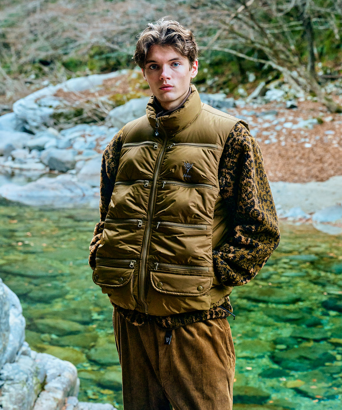 South2 West8 x NANGA Fishing Down Vest
