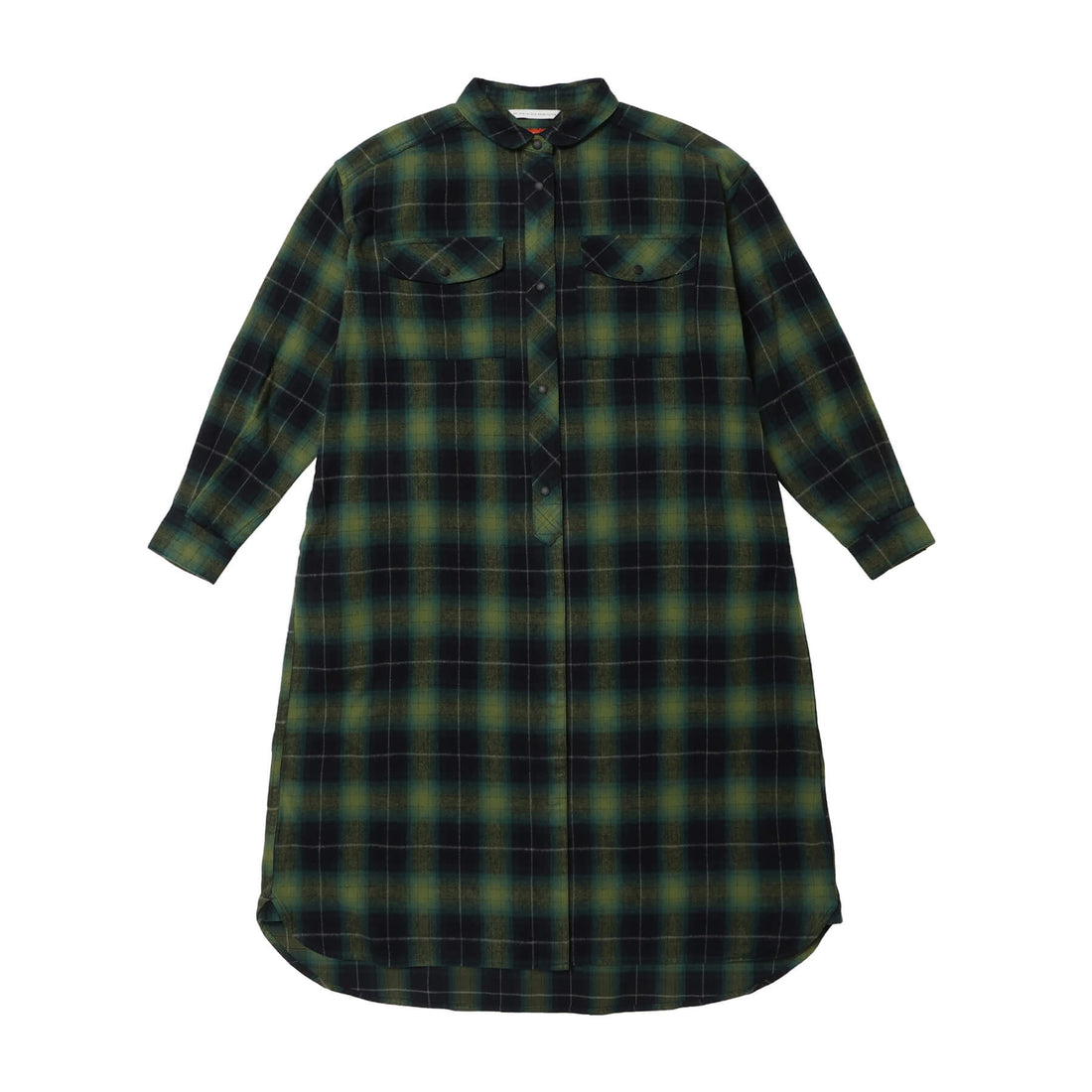 FADE PLAID CAMP SHIRT DRESS(WOMEN)