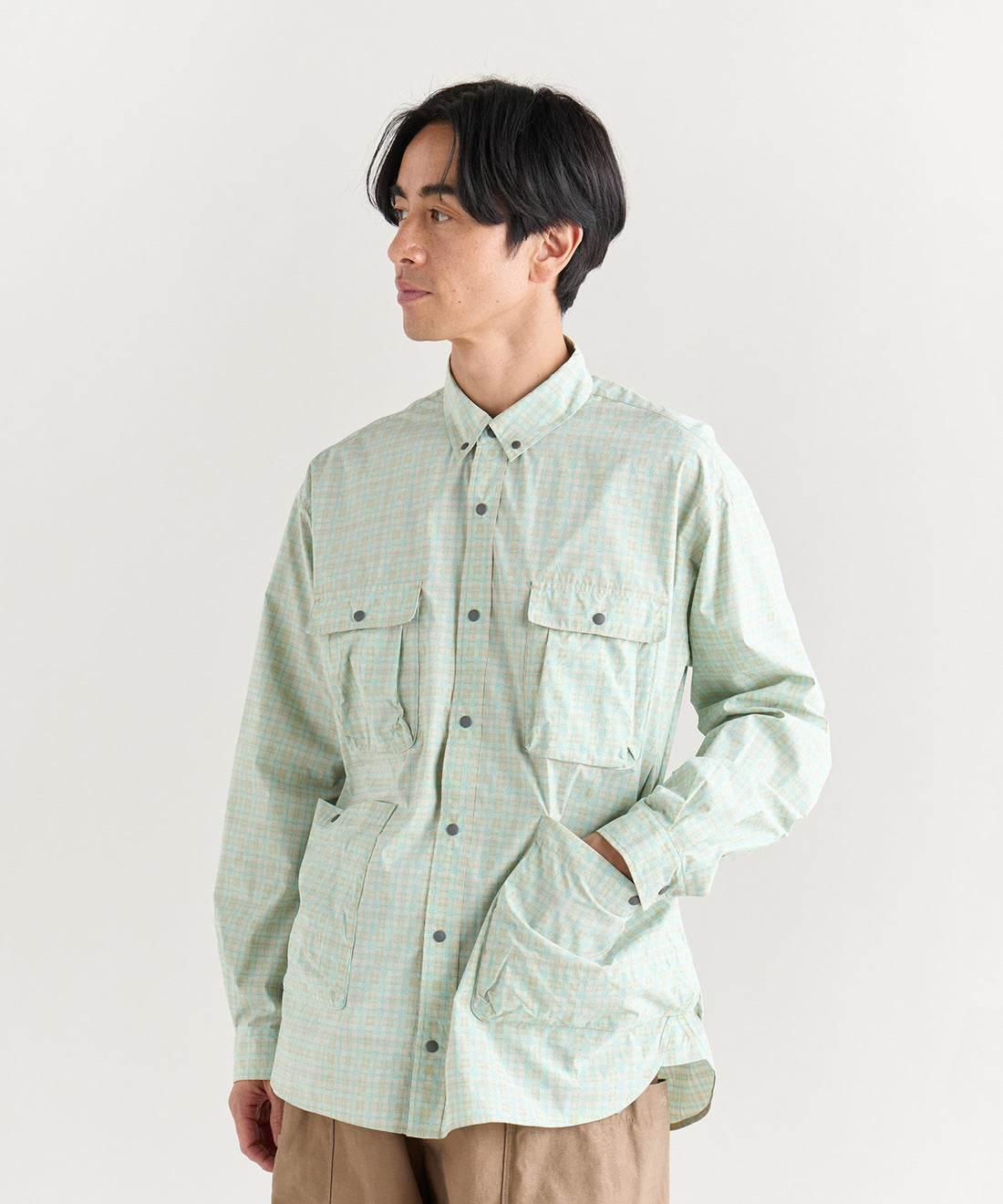 ミニプレイド キャンプシャツ